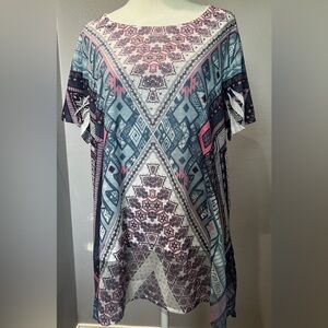 Cato Women’s Geometric Blue/Pink Print Short Sleeve Top Size 18/30